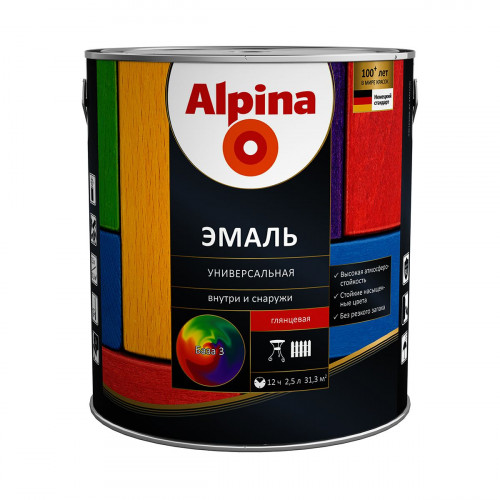 ALPINA Эмаль алкидная Универсальная глянцевая База 3 2,13 л