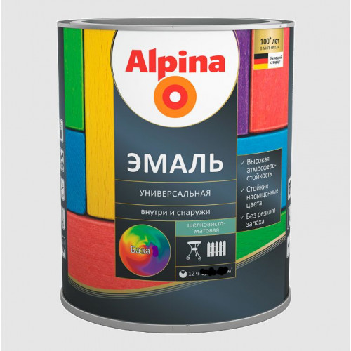 ALPINA Эмаль алкидная Универсальная шелковисто-матовая База 3 2,13 л