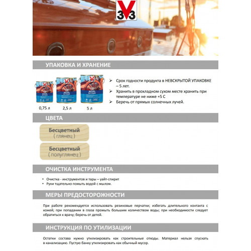 Яхтный Лак V33 цвет глянцевый 2,5 л