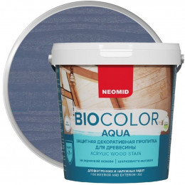 Пропитка для защиты древесины шелковисто-матовая Neomid Bio Color Aqua цвет голубая ель 2,3 л