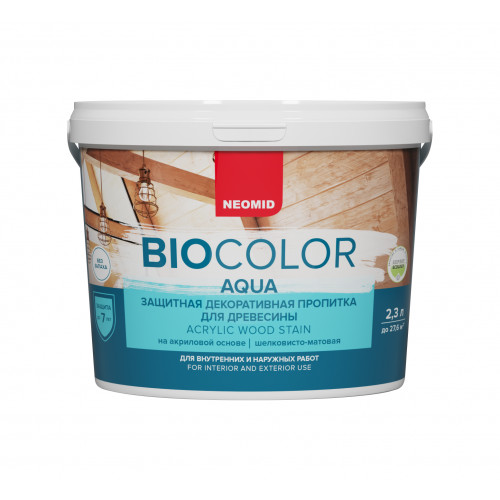 Пропитка для защиты древесины шелковисто-матовая Neomid Bio Color Aqua цвет махагон 2,3 л