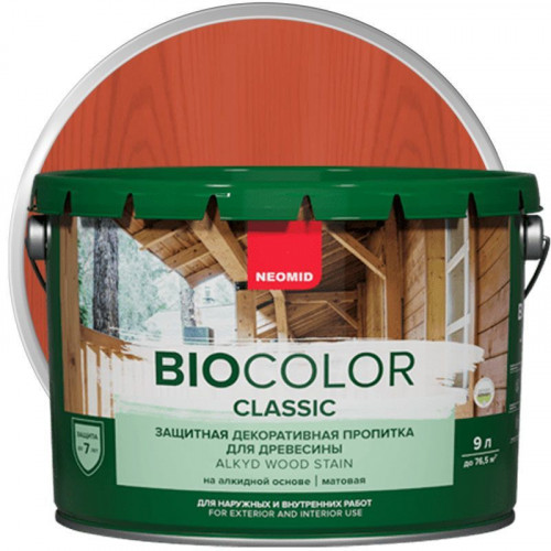 Пропитка для защиты древесины матовая Neomid Bio Color Classic цвет рябина 9 л