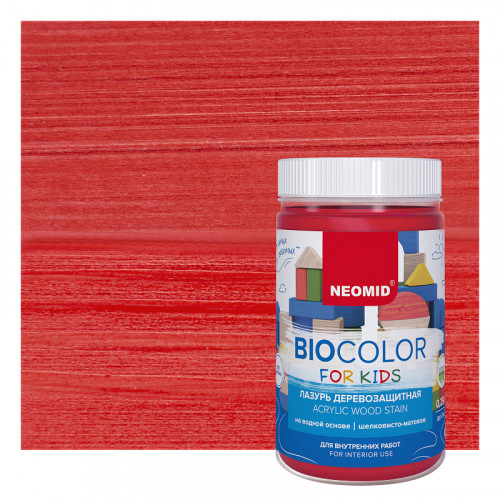 Лазурь для защиты древесины шелковисто-матовая Neomid Bio Color For Kids цвет красный 0,25 л