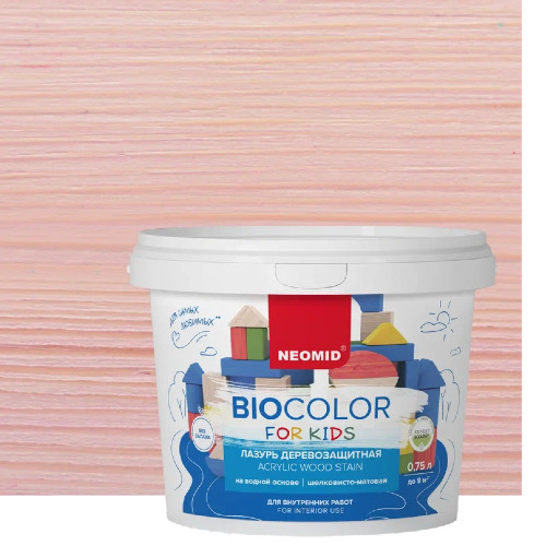 Лазурь для защиты древесины шелковисто-матовая Neomid Bio Color For Kids цвет розовый 0,75 л