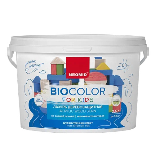 Лазурь для защиты древесины шелковисто-матовая Neomid Bio Color For Kids цвет розовый 2,5 л