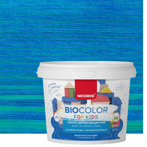 Лазурь для защиты древесины шелковисто-матовая Neomid Bio Color For Kids цвет синий 0,75 л