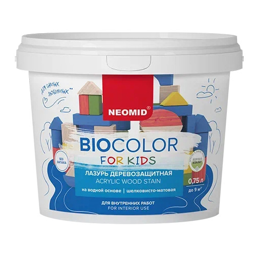 Лазурь для защиты древесины шелковисто-матовая Neomid Bio Color For Kids цвет синий 0,75 л