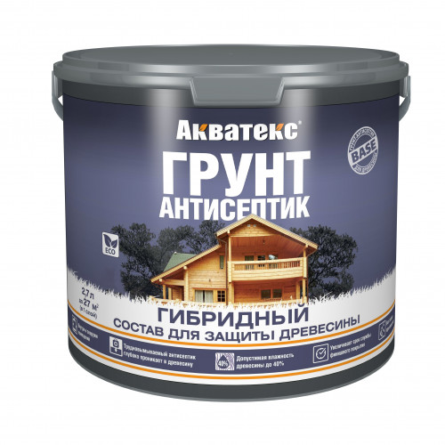 Грунт-антисептик Акватекс для древесины гибридный, бесцветный 2.7 л