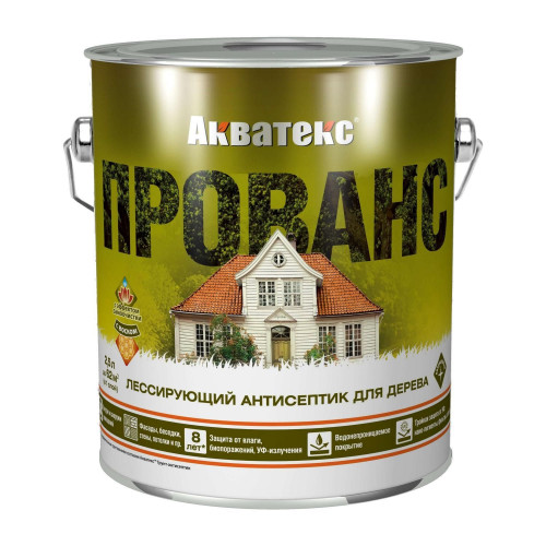 Лессирующий антисептик для дерева Акватекс «Прованс» база под колеровку 2,5 л