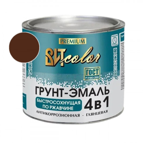 Грунт-эмаль по ржавчине красно-коричневая  быстросохнущая  ВИТ color 1.8 кг