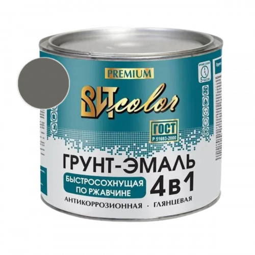 Грунт-эмаль по ржавчине темно-серая быстросохнущая  ВИТ  color 1.8 кг