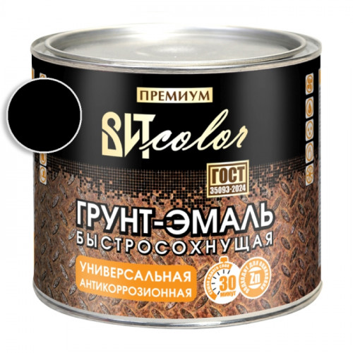 Грунт-эмаль быстросохнущая универсальная ВИТ color черная RAL 9005 1.8 кг