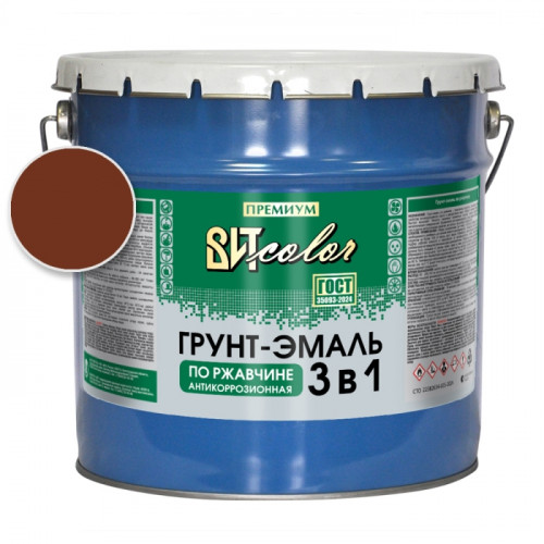 Грунт-эмаль по ржавчине 3 в 1 красно-коричневая ВИТ color 10 кг