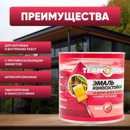 Эмаль универсальная алкидно-уретановая износостойкая Главный Технолог белая 0.75 л