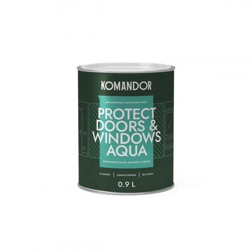 Эмаль для окон и дверей Komandor PROTECT DOORS&WINDOWS AQUA база C 0.9 кг