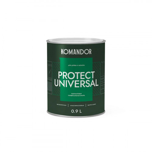 Эмаль универсальная Komandor PROTECT UNIVERSAL база A 0.9 кг