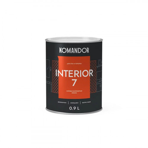 Краска для стен и потолков Komandor INTERIOR 7 база A 0.9 кг