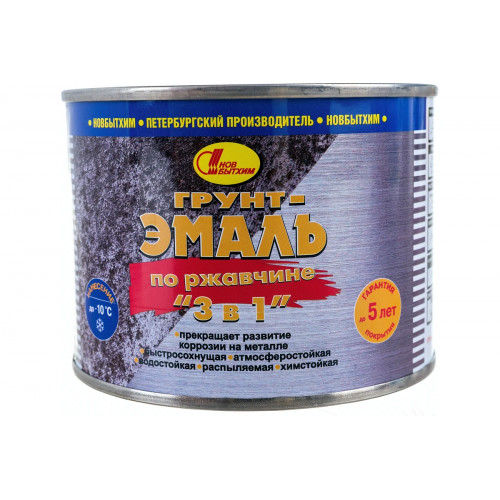 Грунт-эмаль на ржавчину 3 в 1 Новбытхим черная 0.4 л