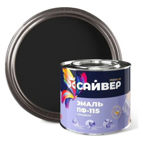 Эмаль универсальная Сайвер ПФ-115 черная 1.8 кг
