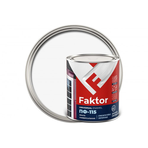 Эмаль алкидная атмосферостойкая Faktor ПФ-115 белая 0.8 кг
