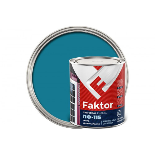 Эмаль алкидная атмосферостойкая Faktor ПФ-115 голубая 0.8 кг
