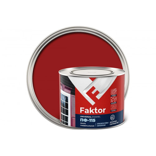 Эмаль алкидная атмосферостойкая Faktor ПФ-115  красная 1.9 кг