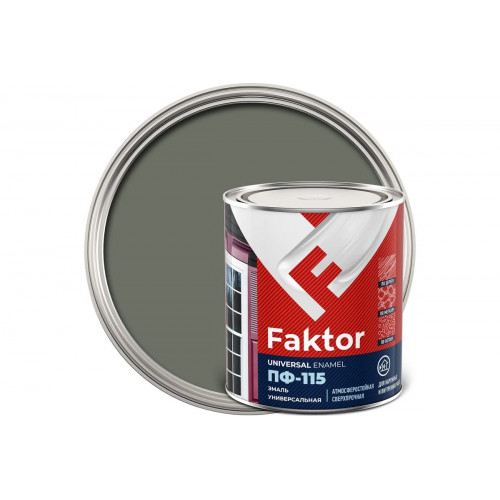 Эмаль алкидная атмосферостойкая Faktor ПФ-115  серая 0.8 кг