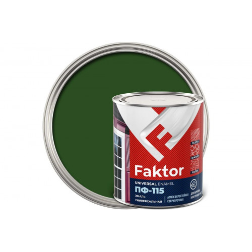 Эмаль алкидная атмосферостойкая Faktor ПФ-115 зеленая 0.8 кг