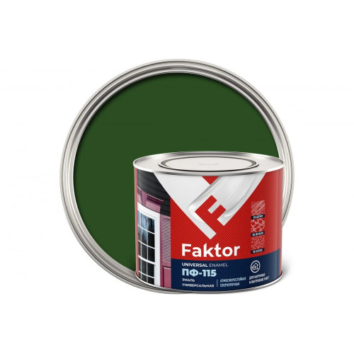 Эмаль алкидная атмосферостойкая Faktor ПФ-115 зеленая 1.9 кг