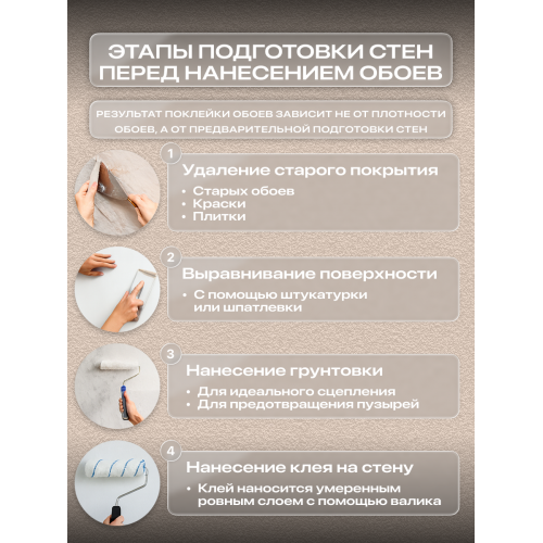 Обои флизелиновые ART&WALL Gamma Антивандальные, моющиеся, Бежевые 1,06 м
