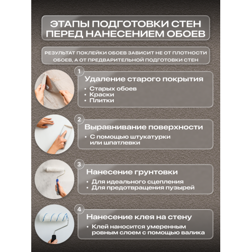 Обои флизелиновые ART&WALL Gamma Антивандальные, моющиеся, Темно-коричневые 1,06 м