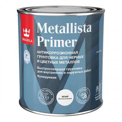 Грунтовка антикоррозионная Tikkurila Metallista Primer матовая база А 0,9 л