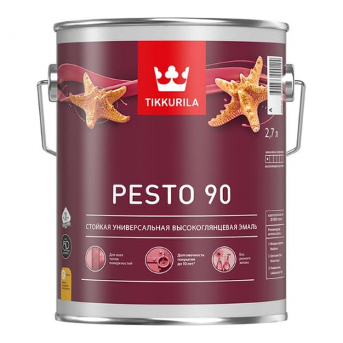 Эмаль алкидная универсальная высоко глянцевая Tikkurila Euro Miralkyd Pesto 90 база С 2,7 л