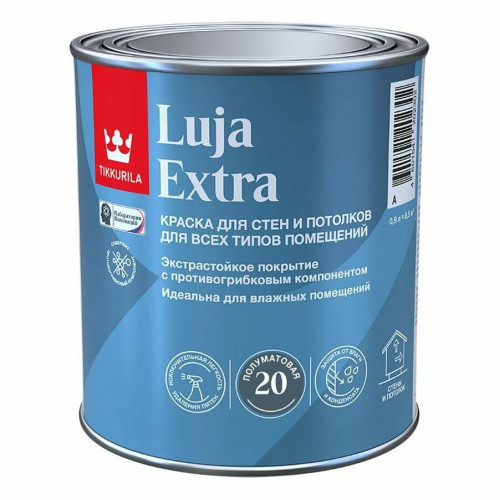 Краска антигрибковая для влажных помещений Tikkurila Luja Extra 20 полуматовая база C 0,9 л