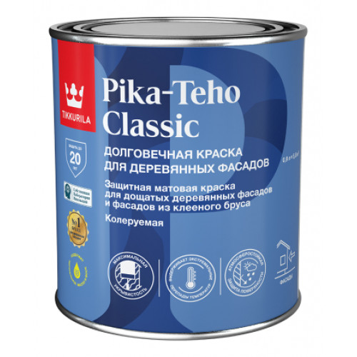 Краска для деревянных фасадов Tikkurila Pika Teho Classic матовая акрилатная база A 0,9 л