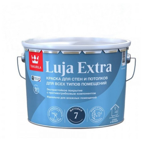 Краска для влажных помещений антигрибковая акриловая Tikkurila luja Extra 7 мат база C 9 л