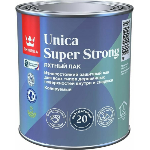 Лак универсальный Tikkurila Unica Super Strong EP износостойкий полуматовый 0,9 л