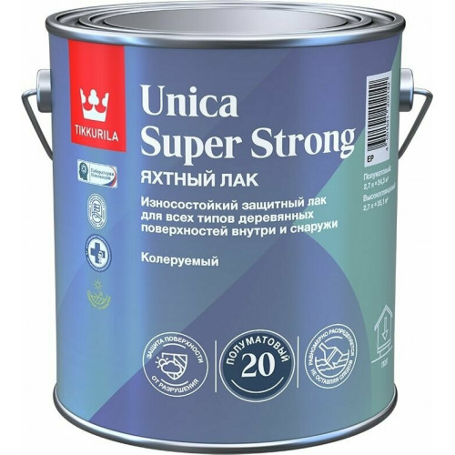 Лак универсальный Tikkurila Unica Super Strong EP износостойкий полуматовый 2,7 л