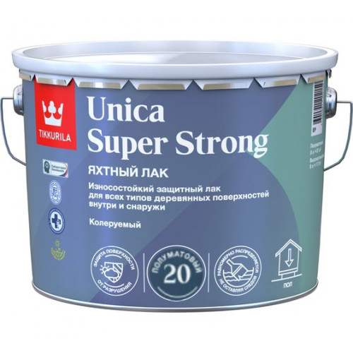 Лак универсальный Tikkurila Unica Super Strong EP износостойкий полуматовый 9 л