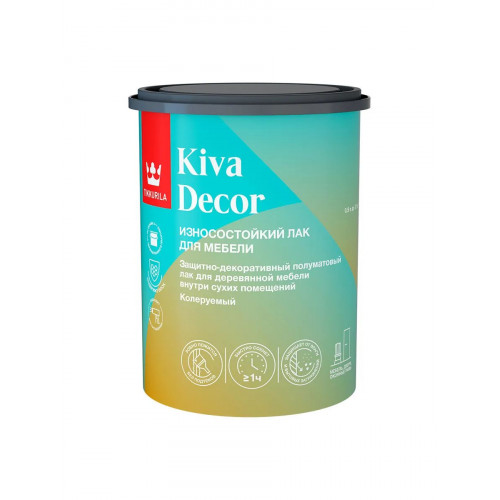 Лак мебельный Tikkurila Kiva Decor EP полуматовый 0.9 л